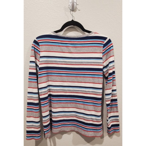 POSTAGE STAMP Blue Print Long Sleeve T-Shirt - Picture 5 of 5